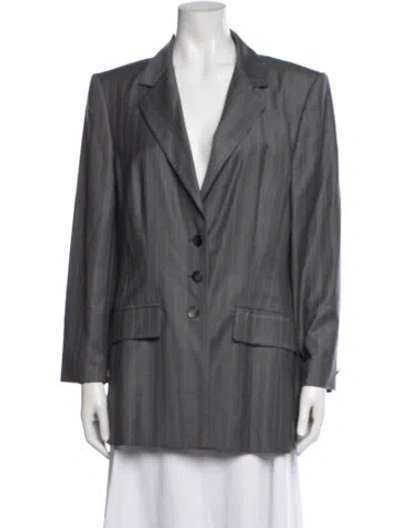Pre-owned Escada Wool Striped Blazer W/ Tags In Gray