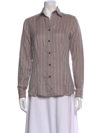 Pre-owned Escada Wool Striped Button-up Top In Purple