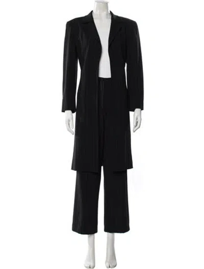 Pre-owned Escada Wool Striped Pantsuit In Black