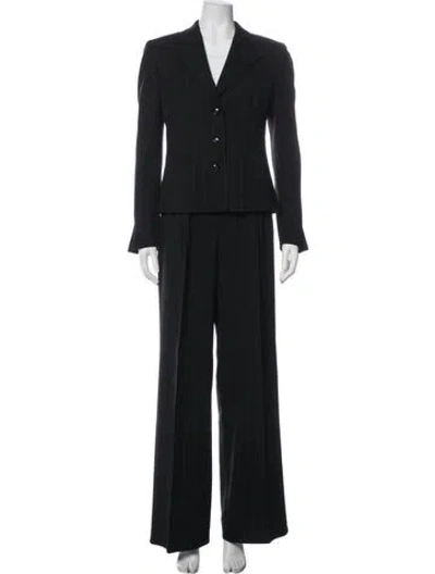Pre-owned Escada Wool Striped Pantsuit In Black