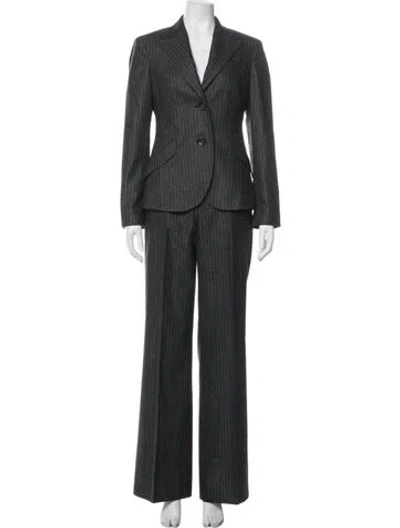 Pre-owned Escada Wool Striped Pantsuit In Black