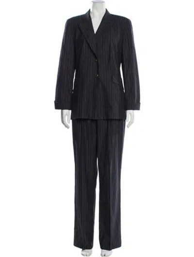 Pre-owned Escada Wool Striped Pantsuit In Blue