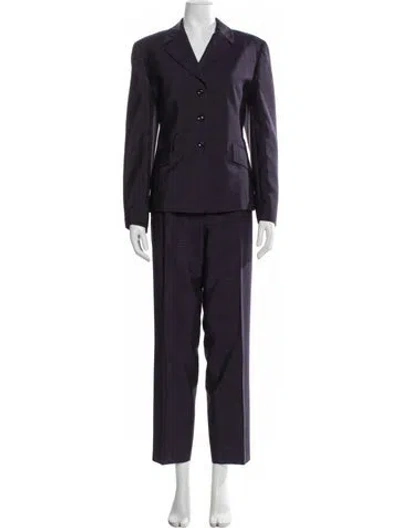 Pre-owned Escada Wool Striped Pantsuit In Purple