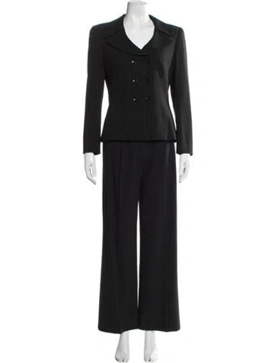 Pre-owned Escada Wool Striped Pantsuit In Red