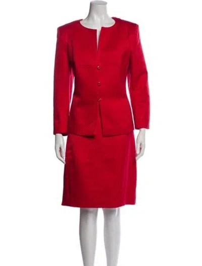 Pre-owned Escada Wool Striped Skirt Set In Red