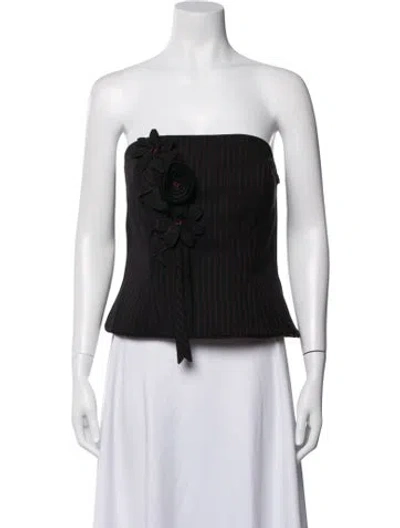 Pre-owned Escada Wool Striped Top W/ Tags In Black