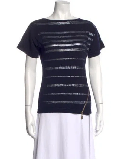 Pre-owned Escada Wool Striped T-shirt In Blue