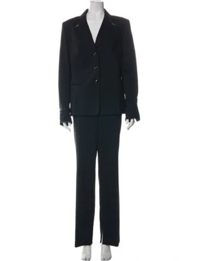 Pre-owned Escada Wool Studded Accents Pantsuit In Black