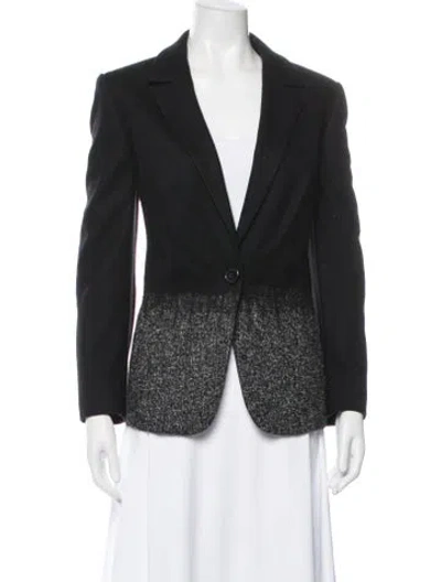 Pre-owned Escada Wool Tweed Pattern Blazer In Black