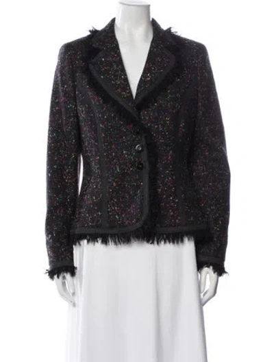 Pre-owned Escada Wool Tweed Pattern Blazer In Black