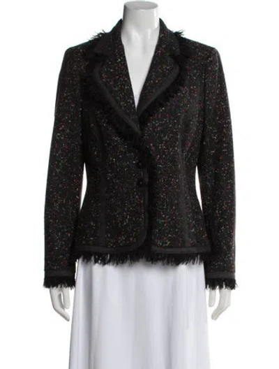 Pre-owned Escada Wool Tweed Pattern Blazer In Black
