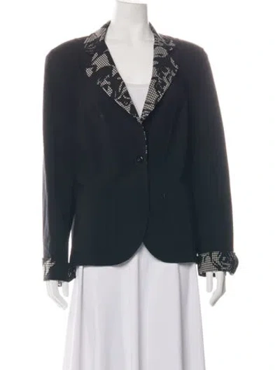 Pre-owned Escada Wool Tweed Pattern Blazer In Black
