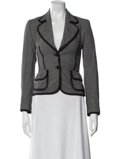 Pre-owned Escada Wool Tweed Pattern Blazer In Blue