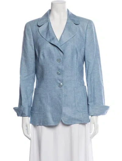 Pre-owned Escada Wool Tweed Pattern Blazer In Blue