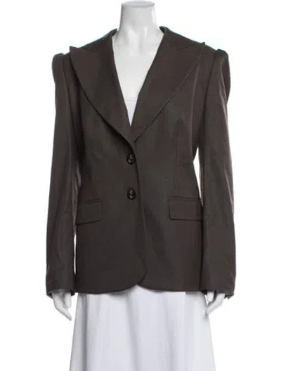 Pre-owned Escada Wool Tweed Pattern Blazer In Brown