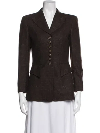 Pre-owned Escada Wool Tweed Pattern Blazer In Brown