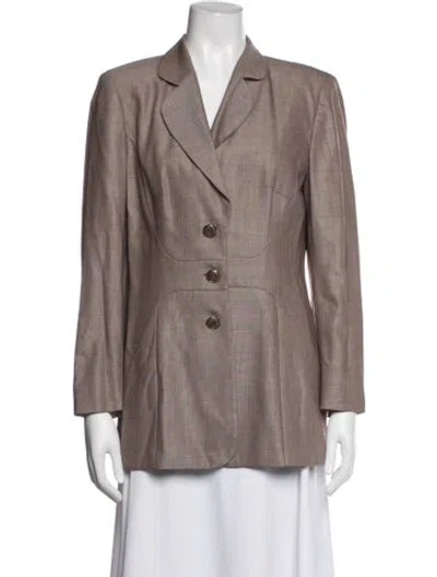 Pre-owned Escada Wool Tweed Pattern Blazer In Brown
