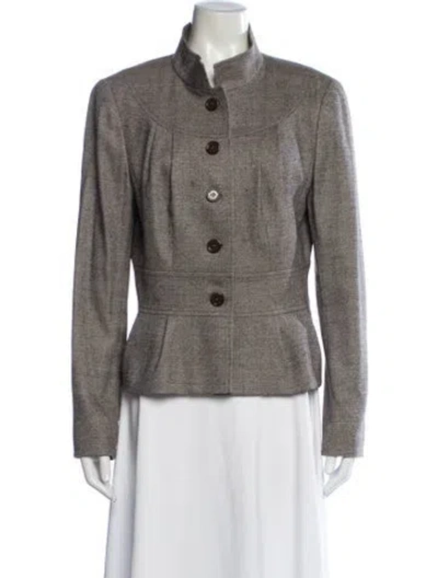 Pre-owned Escada Wool Tweed Pattern Blazer In Brown