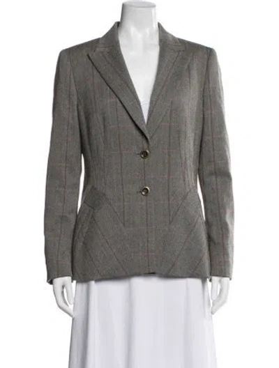 Pre-owned Escada Wool Tweed Pattern Blazer In Gray