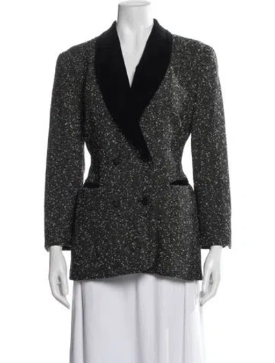 Pre-owned Escada Wool Tweed Pattern Blazer In Gray