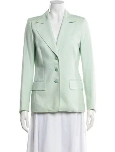 Pre-owned Escada Wool Tweed Pattern Blazer In Green