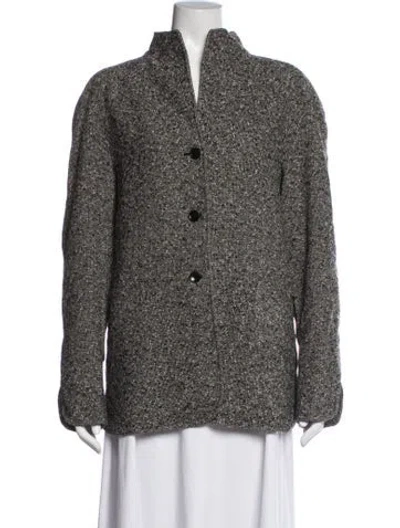 Pre-owned Escada Wool Tweed Pattern Blazer In Grey