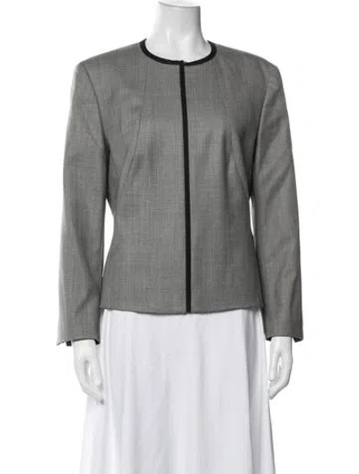 Pre-owned Escada Wool Tweed Pattern Blazer In Grey
