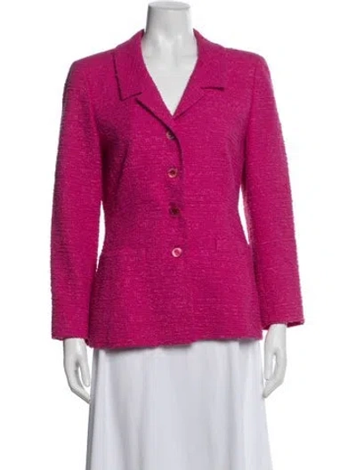 Pre-owned Escada Wool Tweed Pattern Blazer In Pink