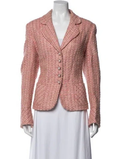 Pre-owned Escada Wool Tweed Pattern Blazer In Pink