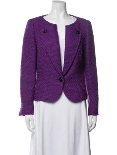 Pre-owned Escada Wool Tweed Pattern Blazer In Purple
