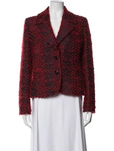 Pre-owned Escada Wool Tweed Pattern Blazer In Red