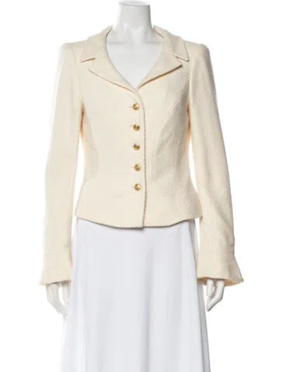 Pre-owned Escada Wool Tweed Pattern Blazer In Yellow