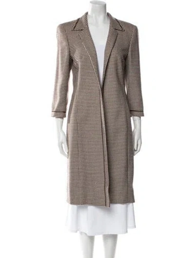 Pre-owned Escada Wool Tweed Pattern Coat In Brown