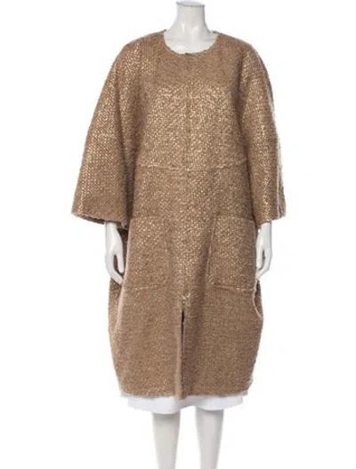 Pre-owned Escada Wool Tweed Pattern Coat In Neutral