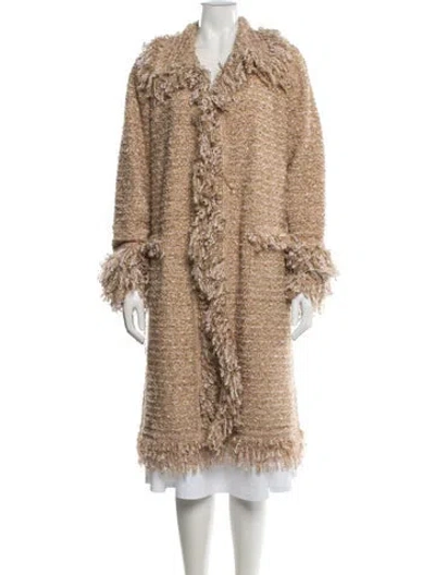Pre-owned Escada Wool Tweed Pattern Coat In Neutral