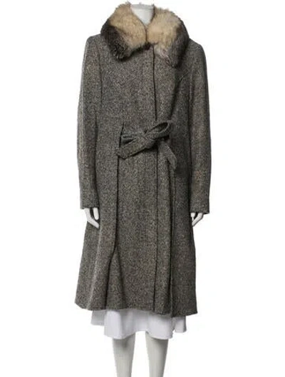 Pre-owned Escada Wool Tweed Pattern Coat In Neutrals
