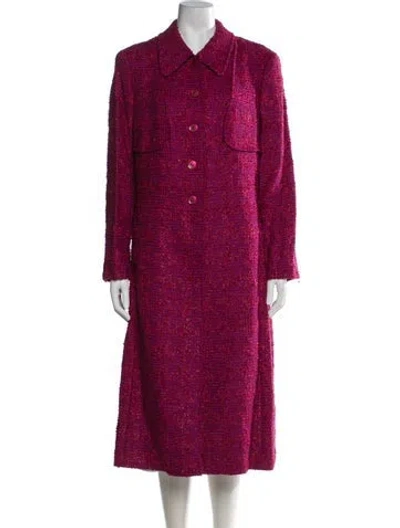 Pre-owned Escada Wool Tweed Pattern Coat In Red