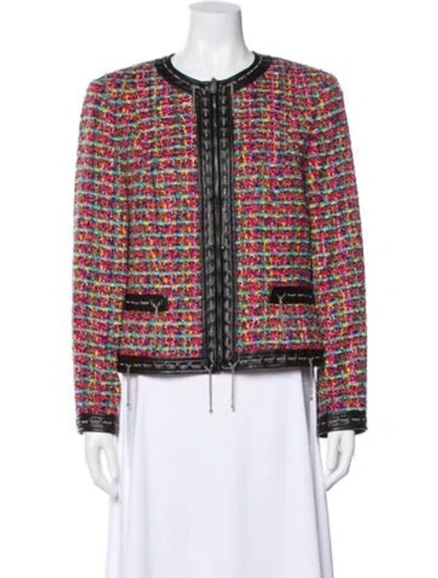 Pre-owned Escada Wool Tweed Pattern Evening Jacket In Multi