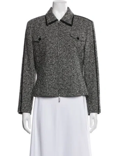 Pre-owned Escada Wool Tweed Pattern Jacket In Grey
