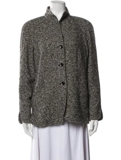 Pre-owned Escada Wool Tweed Pattern Jacket In Grey