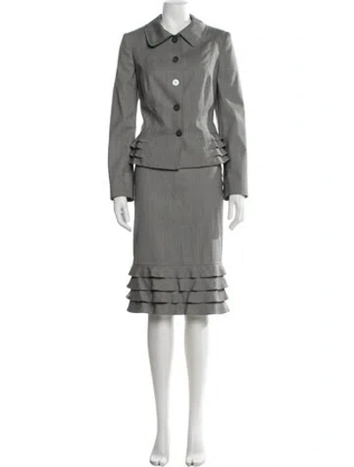 Pre-owned Escada Wool Tweed Pattern Pantsuit In Grey