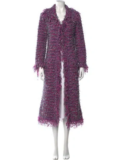 Pre-owned Escada Wool Tweed Pattern Sweater In Purple