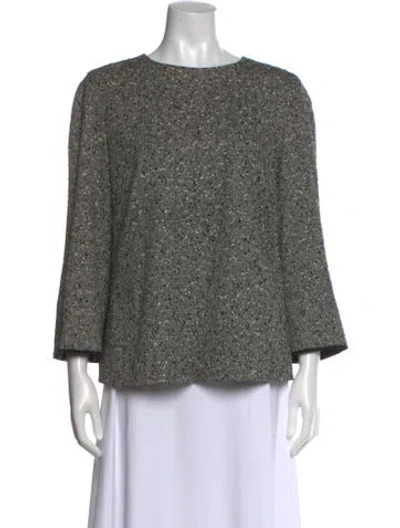 Pre-owned Escada Wool Tweed Pattern Top In Black