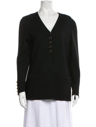 Pre-owned Escada Wool V-neck Sweater In Black