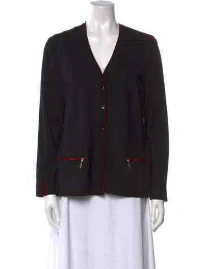 Pre-owned Escada Wool V-neck Sweater In Black