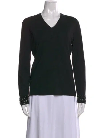 Pre-owned Escada Wool V-neck Sweater In Black