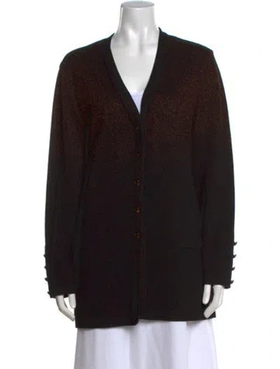 Pre-owned Escada Wool V-neck Sweater In Black