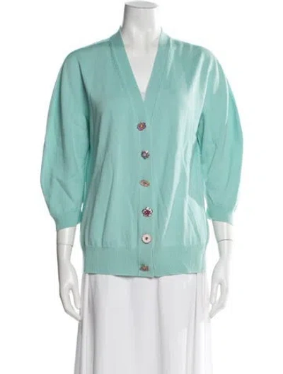 Pre-owned Escada Wool V-neck Sweater In Blue