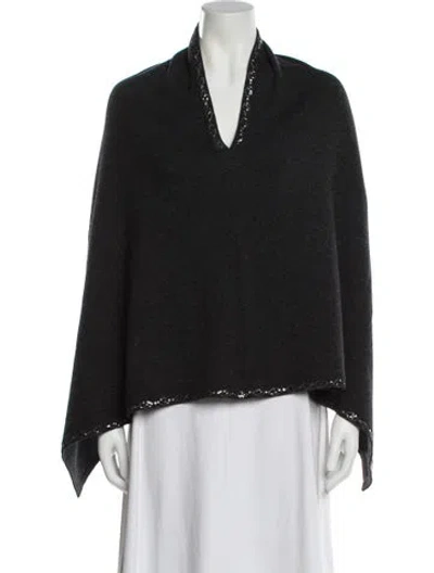 Pre-owned Escada Wool V-neck Sweater In Gray