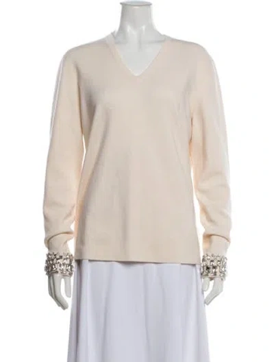 Pre-owned Escada Wool V-neck Sweater In Neutral